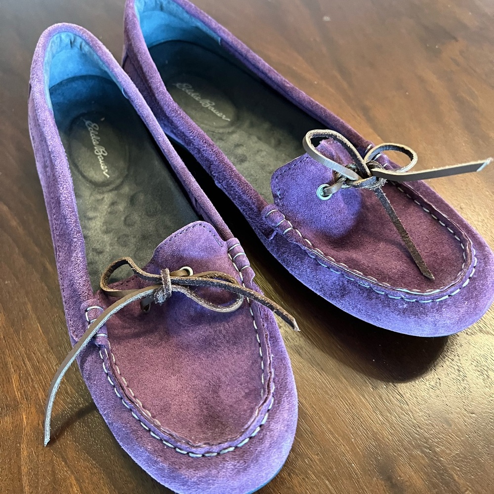 Eddie Bauer Purple Suede Moccasins 9